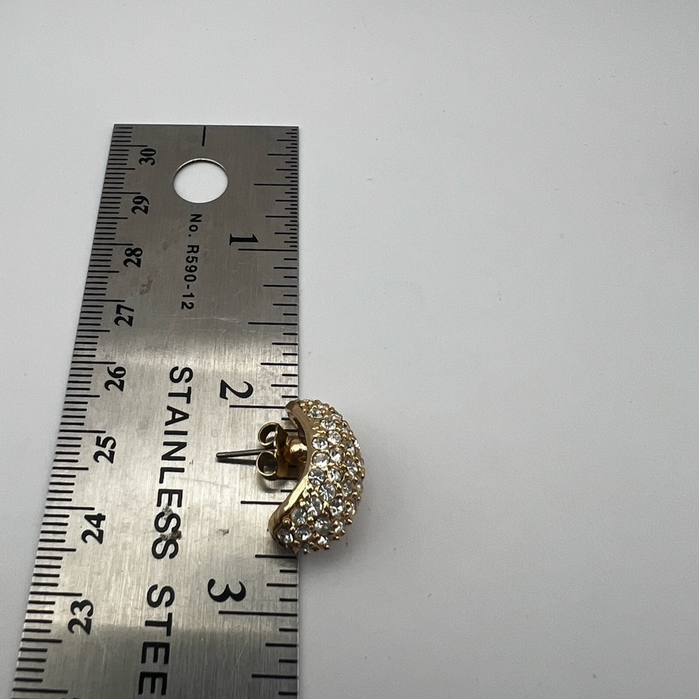 Roman Gold Tone and rhinestones pierced Earrings - Picture 9 of 14